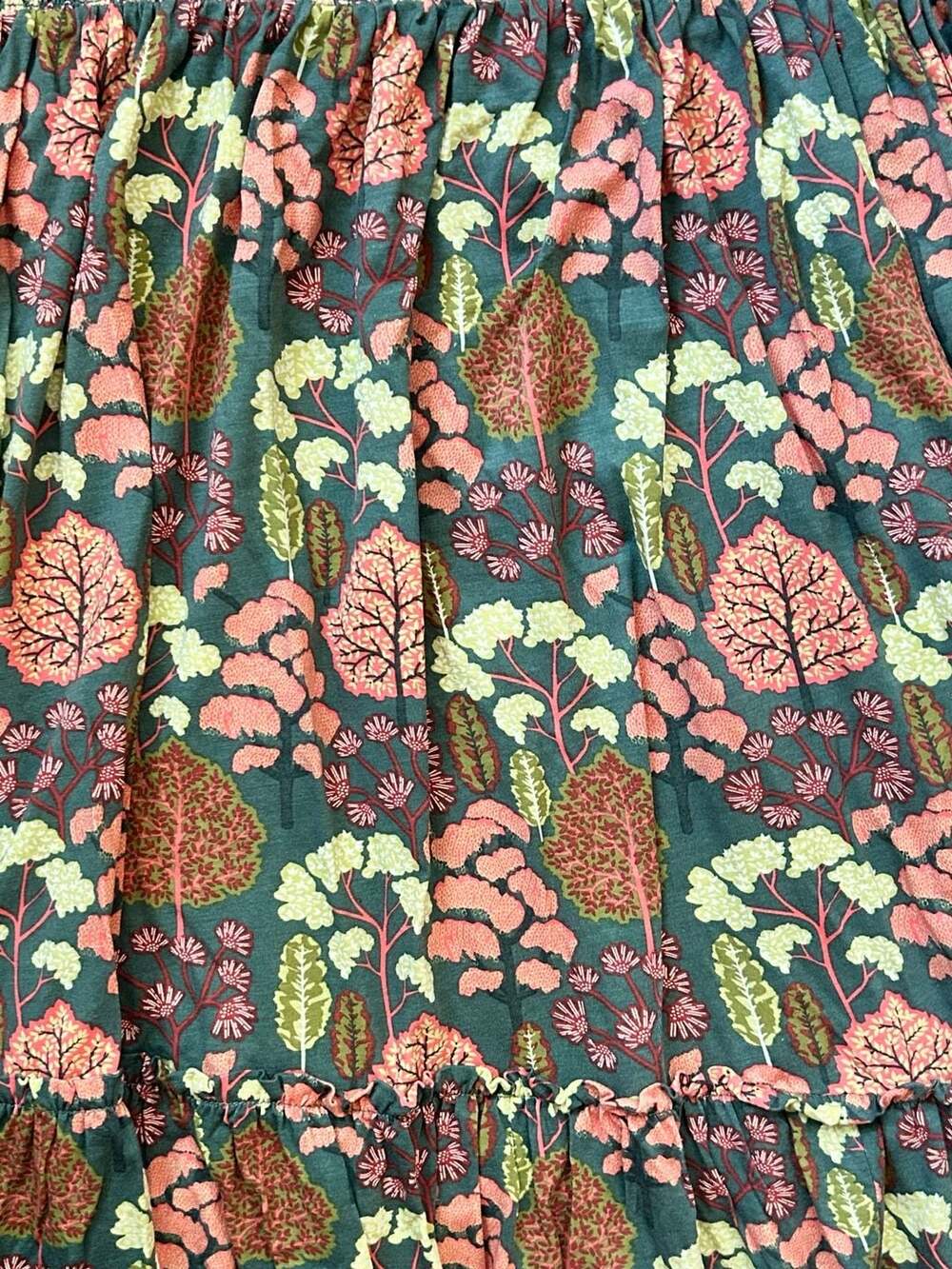 Kate Quinn Women's Smocked Tie Strap Tiered Prairie Midi Dress Boho Fairy Nature - Picture 5 of 11